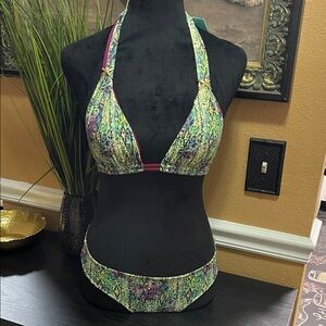 NWT Malai Multicolor Halter Bikini Set